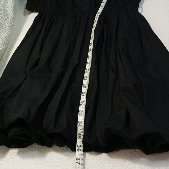 Cassees Mini Dress Womens Black Puff Sleeve Elastic Waist & Lining Size L - Picture 9 of 9